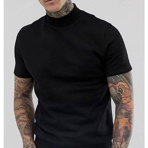 Camiseta Masculina Gola Alta Slim - Malha Peruana Cotton Elastano - P ao G1