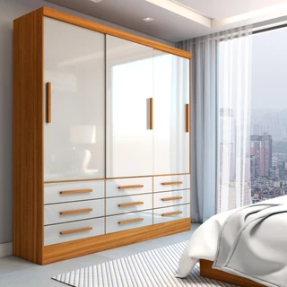 Guarda-Roupa Casal Ferrara 3 Portas 9 Gavetas