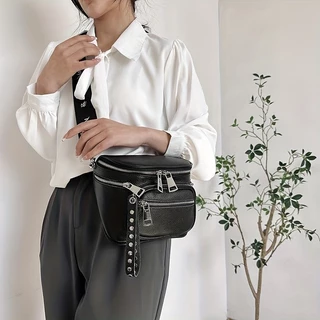Bolsa Feminina Transversal Tipo Pochete Com Zíper Duplo
