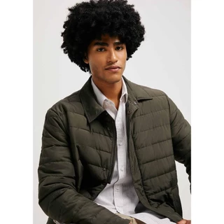Jaqueta Puffer Masculina Sem Capuz Com Bolso