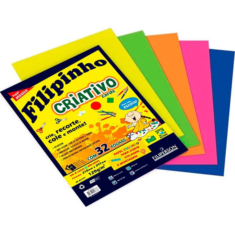 Pacote de folhas A4 Criativo cards 32 folhas FP01777 Filipinho | Shopee ...