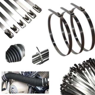 Kit20 Abraçadeira Aço Inox Enforca Gato Comprimento 25cm x 4,6mm p/ fixação de Termotape Coifa Homocinetica, Tubos e Cabos Ø Máx aplicação ~65mm