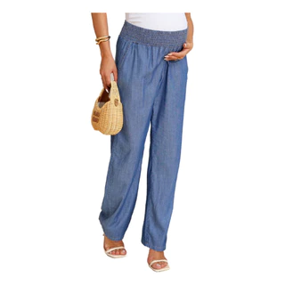 Calça Grávida Gestante Jeans Verão Cós Lastex Flexivel
