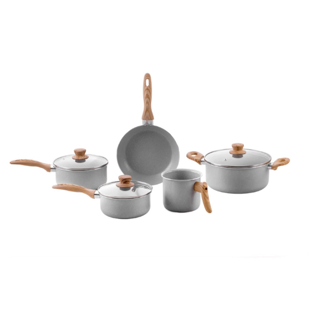Jogo de Panelas Brinox Antiaderente Ceramic Life - 5 Peças Easy Gris