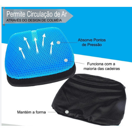 Almofada Com Capa Em Silicone Gel Para Assento Banco de Carro Escritorio Ortopédico - BESTMIX