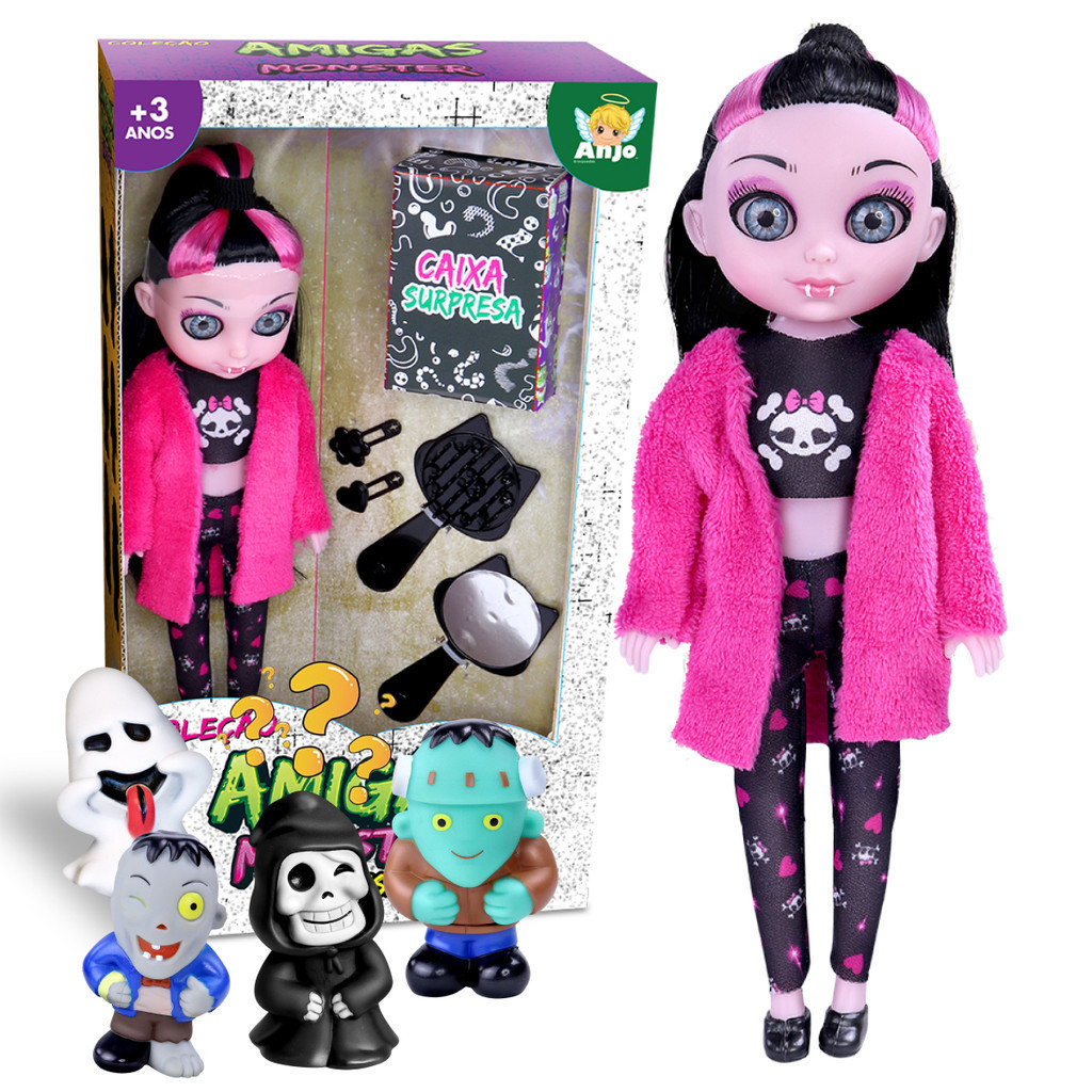 Boneca Rosa Vampira Monster Dracolaura Com Monstro Surpresa | Shopee Brasil