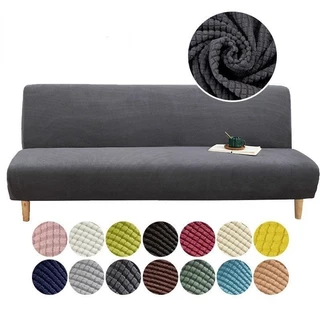 [Sofá cor sólida Jacquard cama com tamanho duplo velo elástico dobrável capa Polar Home Decoração