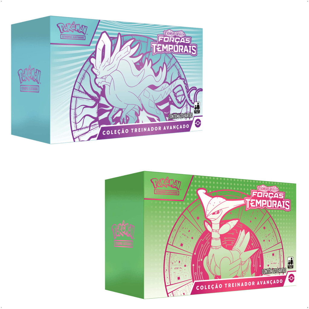 Pokemon 2x Box Treinador Avançado EV5 Forças Temporais TCG Estampas Ilustradas Copag 34072