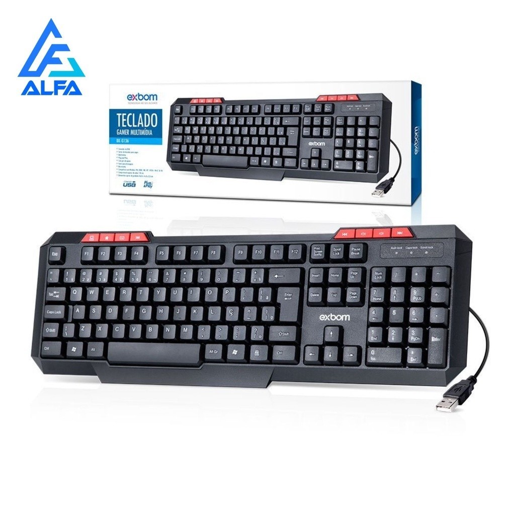 TECLADO COM FIO USB ABNT2 Padrão Brasileiro Escritorio