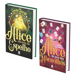 Kit Alice no País das Maravilhas + Alice Através do Espelho - Lewis Carroll Capa Dura Edição de Luxo Almodada