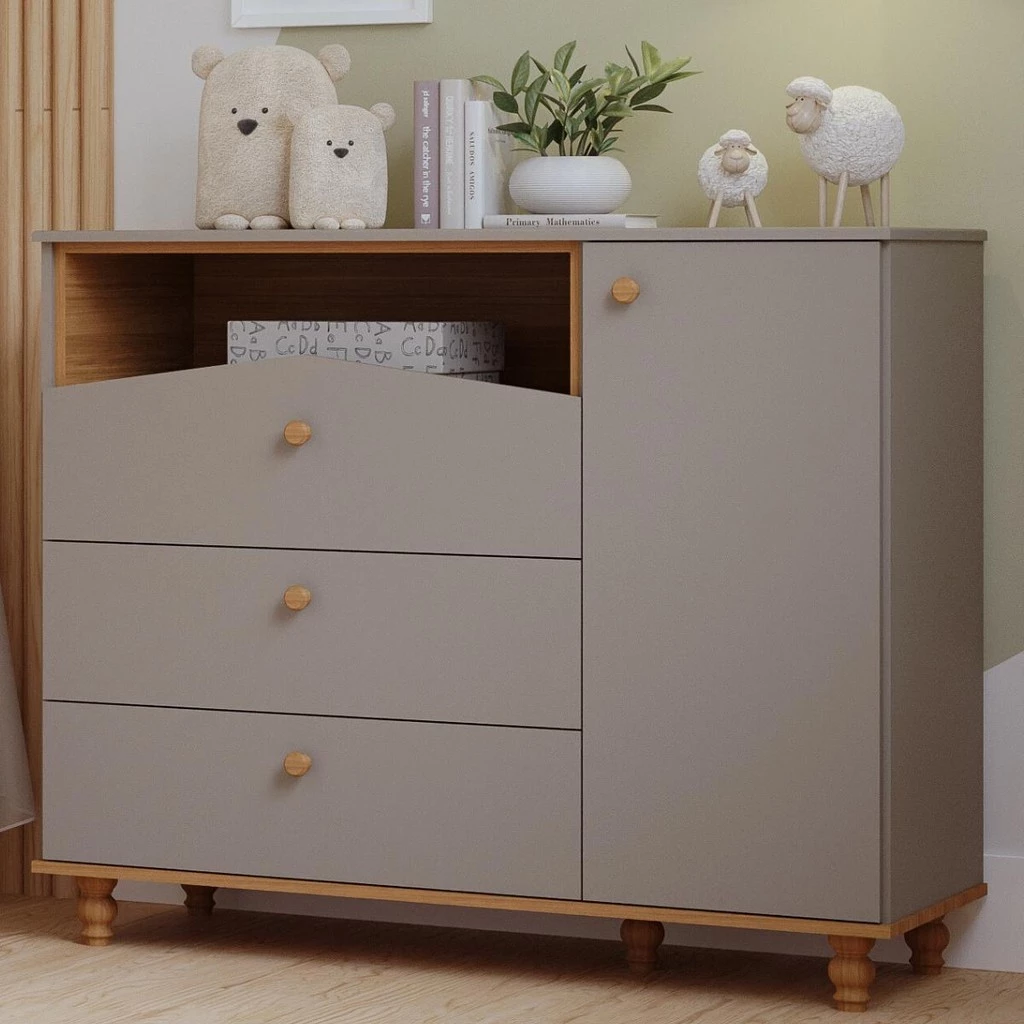 Cômoda Bebê Infantil 1 Porta 100% MDF Anti-tombamento Branco