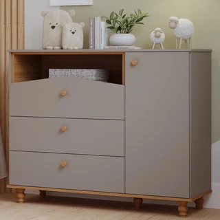 Cômoda Bebê Infantil 1 Porta 100% MDF Anti-tombamento Branco