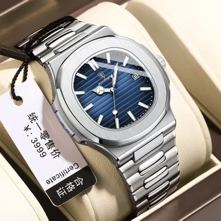 Novo Relógio POEDAGAR Novo Relógio De Quartzo Masculino Popular De Luxo De Venda A Quente Com Cinta Luminosa De Aço Inoxidável De Data