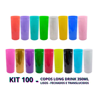 KIT 100 COPOS LONG DRINK 350ML LISOS FECHADOS PARA PERSONALIZAÇÃO E PARA FESTA