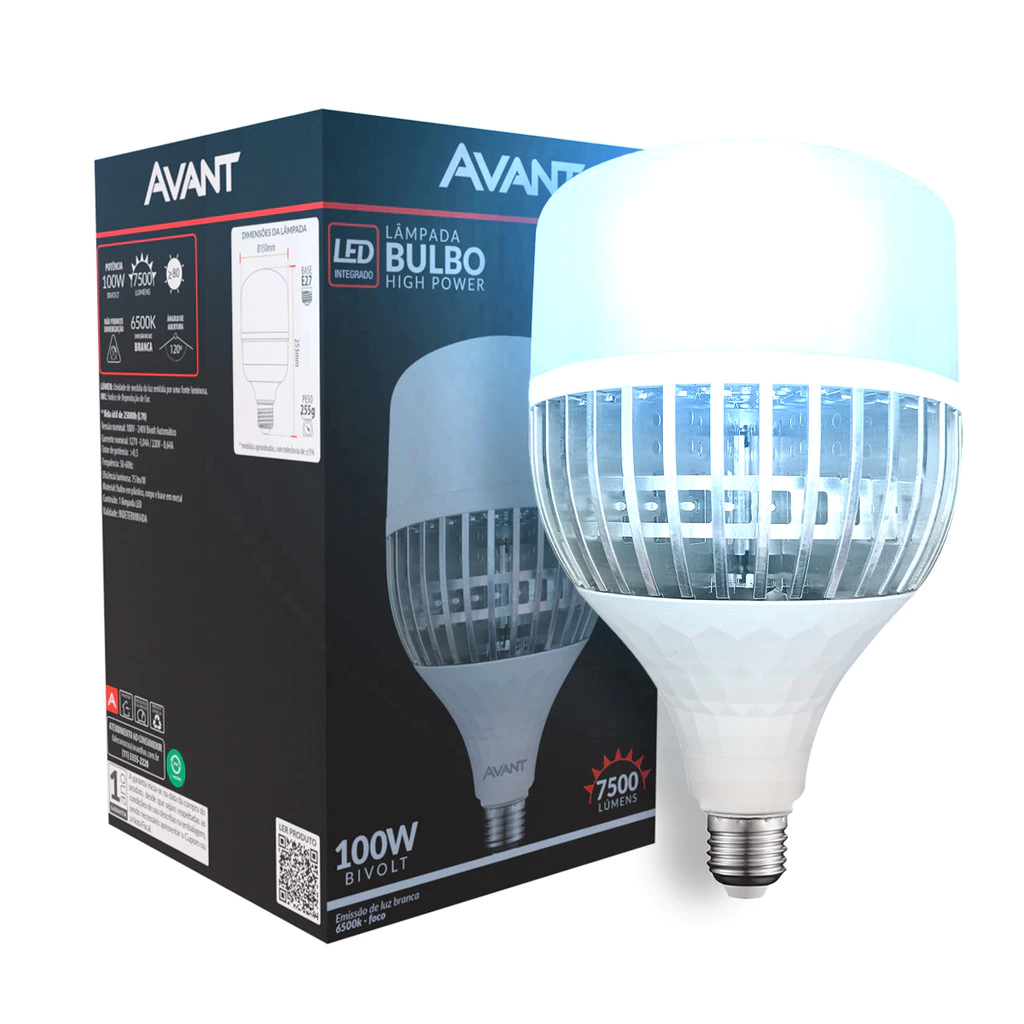 Lampada Led Bulbo hp 100w 6500K 110/220v E27 - Avant