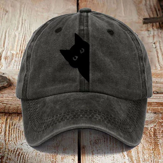 Engraçado Gato Preto Espreitando Boné De Beisebol Chapéu De Golfe Pai Vintage Algodão Lavado Bonés Para Mulher Homem