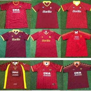 89 90 92 94 96 98 00 Camisa De Futebol Jersey Vermelha De Alta Qualidade Roma Retro Totti Home Adultos