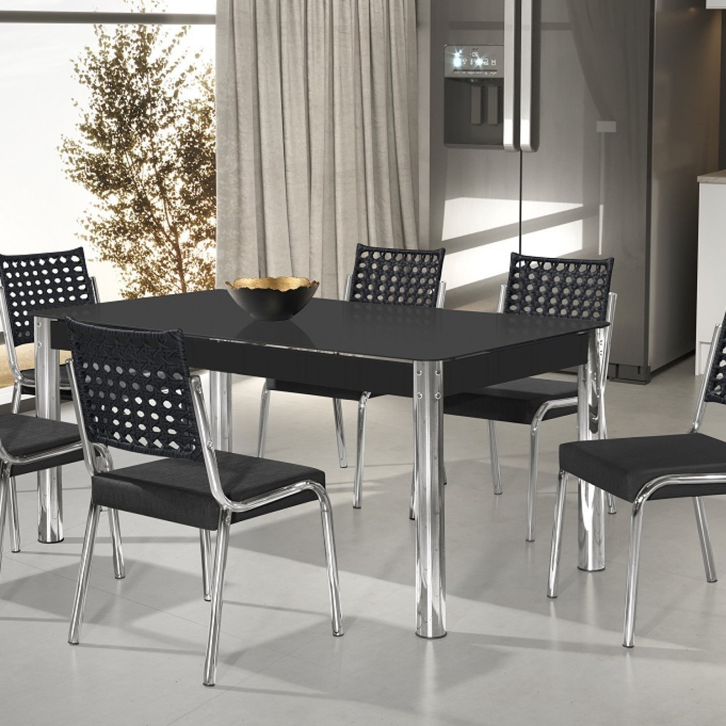 Conjunto Sala de Jantar Mesa Natani 160x90cm com 6 Cadeiras Natani ...