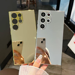 Para Samsung Galaxy S24 Maquiagem Ultra Eletroplatada Mirror Móvel Anti-Queda S23 S22 S21 Plus Capa Protetora Traseira
