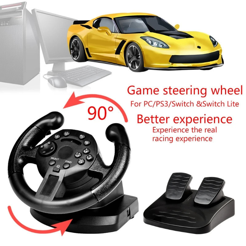 Competindo Volante Para PS3/PC Switch Jogo Volante Joysticks Vibração Controle Remoto Rodas Movimentação Com pedal