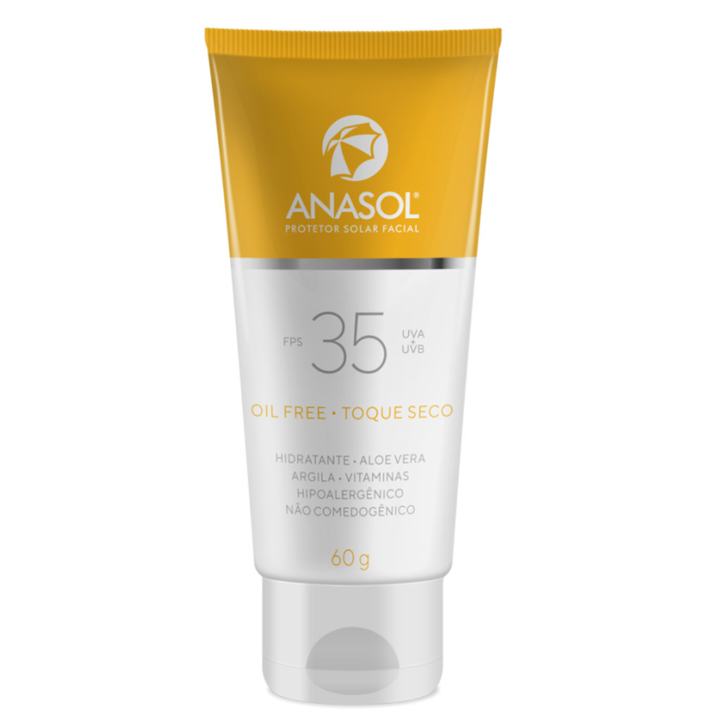 Protetor Solar Facial FPS 35 Toque Seco Oil Free Anasol 60gr | Shopee ...