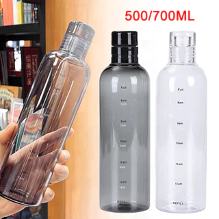 Garrafa Plástica De Água Com Escala De Tempo Copo De Bebida Transparente De Grande Capacidade À Prova De Vazamentos Para Viagens Esportivas Ao Ar Livre 500/700ML