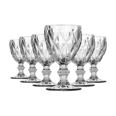 Jogo de 6/12 taças de vidro transparente vinho suco luxo diamond premium 340ml