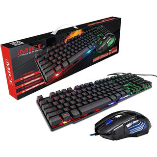 Kit Teclado E Mouse Gamer RGB An300 C/fio Luz Led Colorida Preto