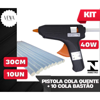 Pistola Cola Quente 40W Profissional Bivolt + 10 Bastões de Cola - INMETRO