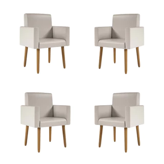 Kit 4 Poltronas Nina Decorativa Recepção Sala Oferta Courino