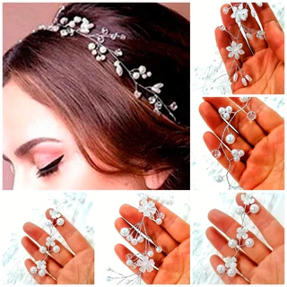 Arranjo Tiara Cabelo Noiva Debutante Fio Strass Pérolas/Floral em Oferta na Shopee