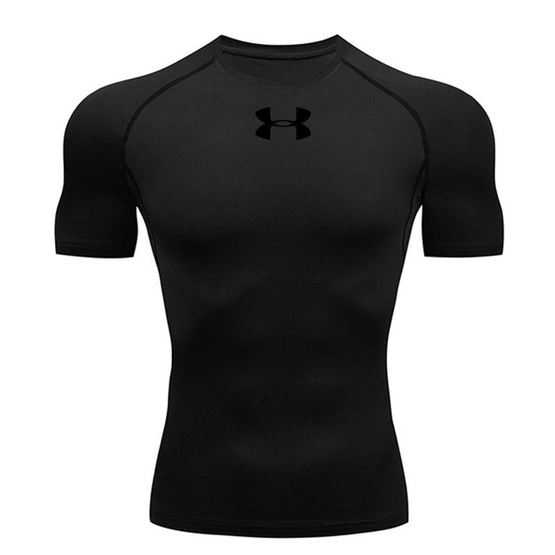 Ginásio Camiseta De Corrida Esportiva Compressão De Corda Preta De Batalha Masculina Respirável De Secagem Rápida Roupa De Verão