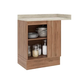 Balcão Gabinete De Pia MDF Milla 2 Portas 3 Gavetas Branco 120cm Carraro