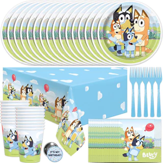 Bluey's Birthday Party Suprimentos Para Festas De Aniversário Louça De Mesa Descartável , Copos De Papel , Tecidos , Decorações De Meninos