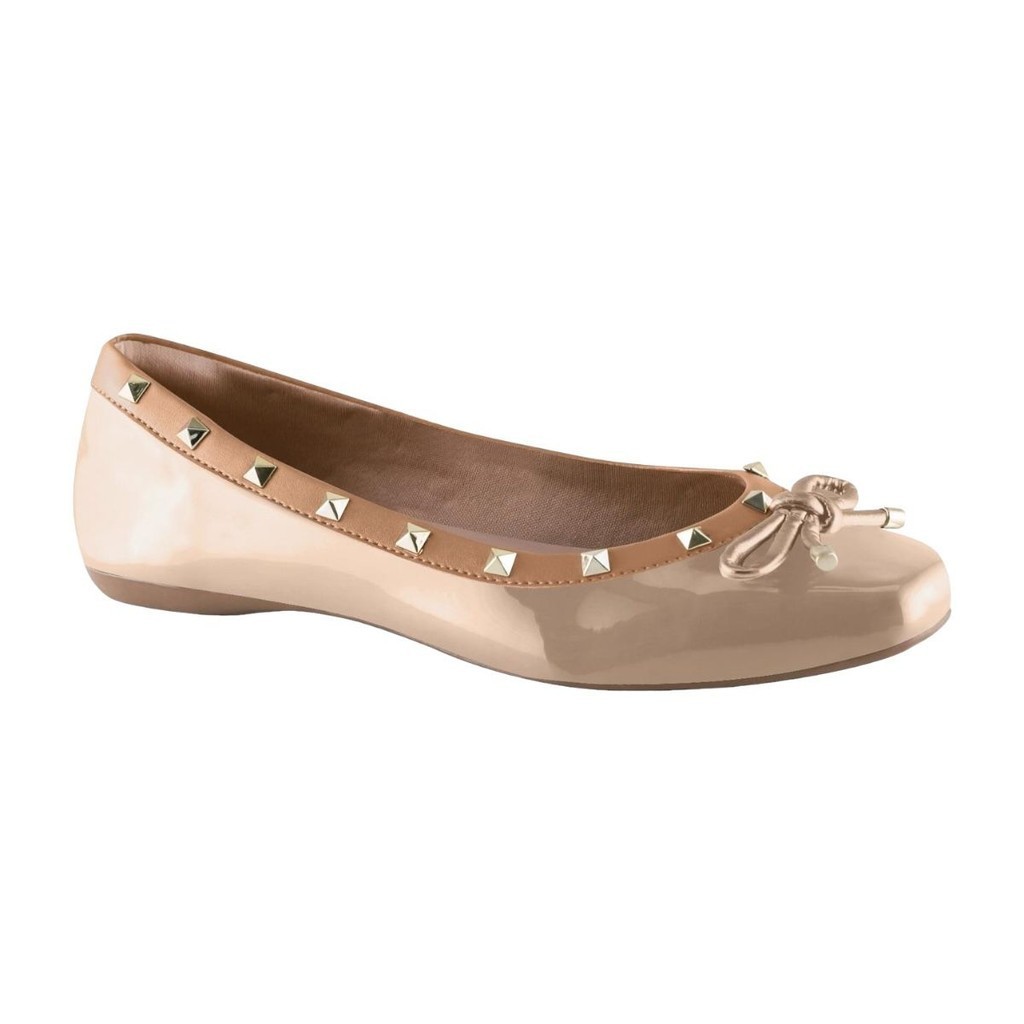 Sapato Sapatilha Via Uno 308083 Bico Quadrado Casual Laço Feminino