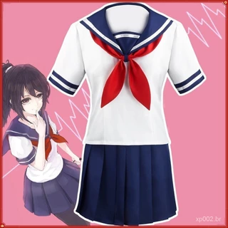 HJ Yandere Ayano Aishi Anime Simulator Cosplay Uniforme Feminino JK Mulheres Vestidos Conjunto Completo BOM2