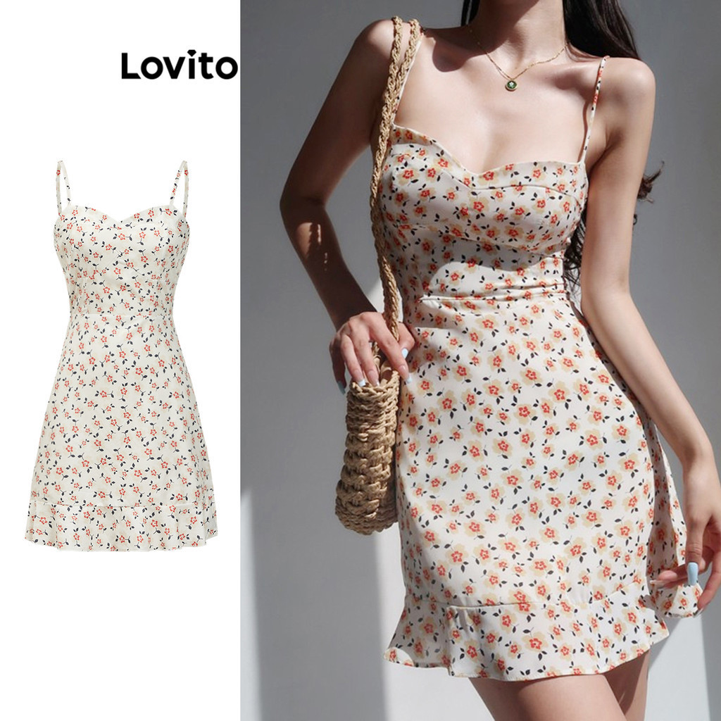 Lovito Vestido floral Boho Ditsy para mulheres L89MD144