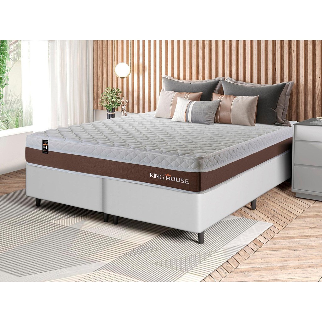 Conjunto Cama Box c/ Molas Ensacadas Venice Marrom King 193x203x60