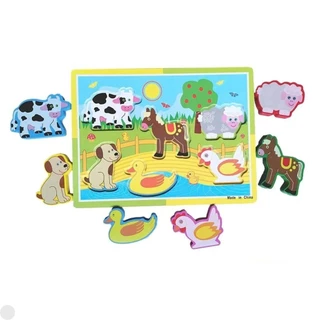 Brinquedo Animais Fazenda Jogo Encaixar em Madeira DMT5735A - DM Toys