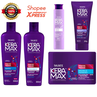 Kit Keramax Minutos Mágicos - Shampoo 300ml | Condicionador 300ml | Creme P/ Pentear 200g | Máscara de Tratamento 350g | Concentrado de Nutrição 15ml