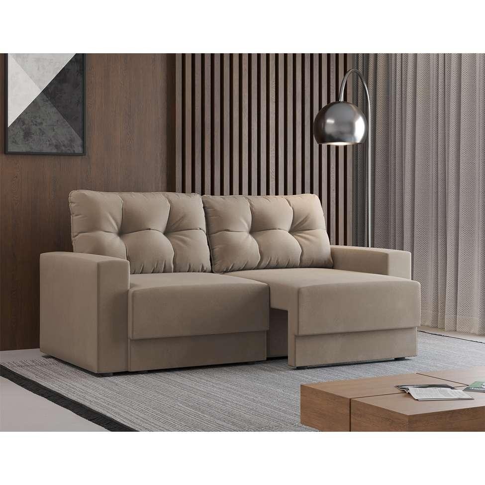 Sofá 2 Lugares Retrátil Lubeck Suede Bege 140 cm