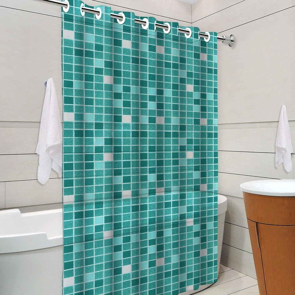 Cortina de Box para Banheiro c/ Ilhós Anti Mofo Resistente Alta Qualidade 100% PVC - Envio Imediato