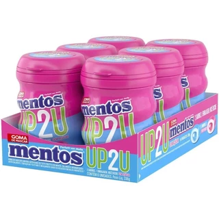 Goma de Mascar Tutti Frutti ou Menta Zero Açúcar Mentos UP2U Pote 56g 28 Unidades