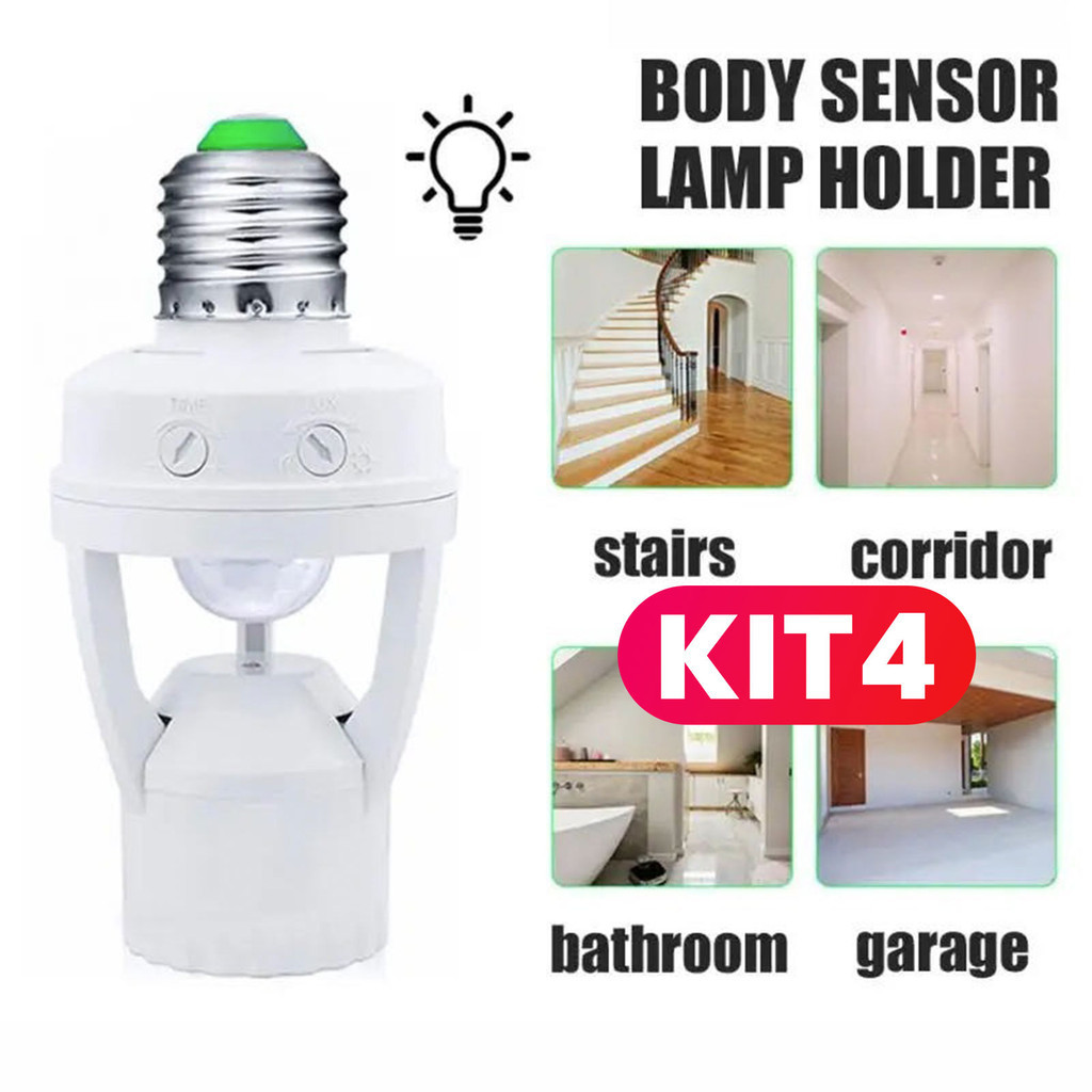 Sensor De Presença 360º Soquete Lâmpada Infravermelho Bocal Casa Movimento Branco Automático Interno