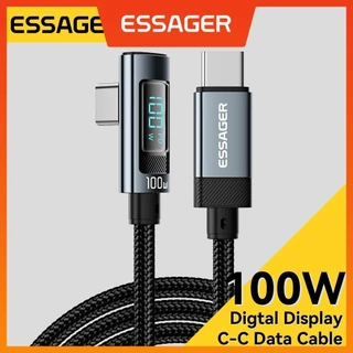 Essager Pd 100W Elbow Display digital Usb2.0 C para Type C Cabo E-Marker Usbc Cabo de dados de telefone móvel de carregamento rápido para laptop Black Shark celular