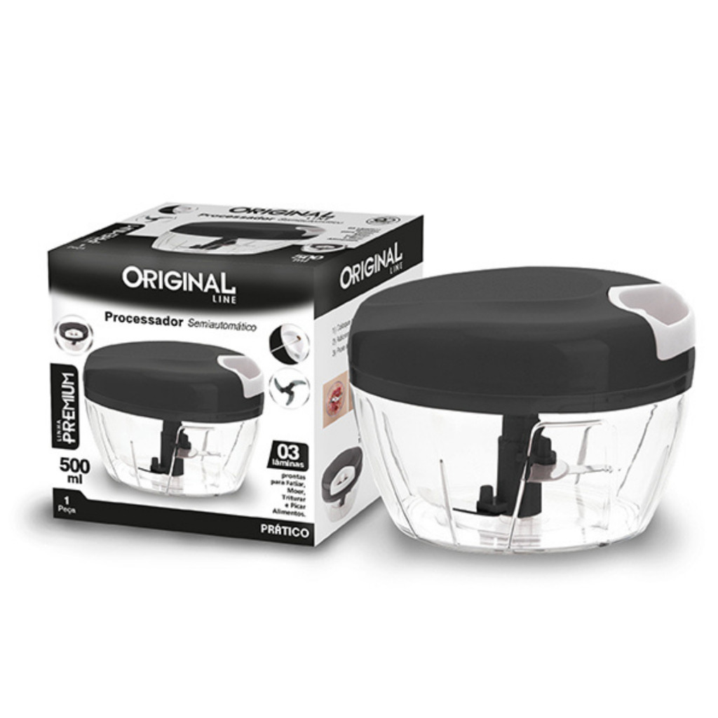 Processador de alimentos, triturador 3 laminas 500ml alho, l