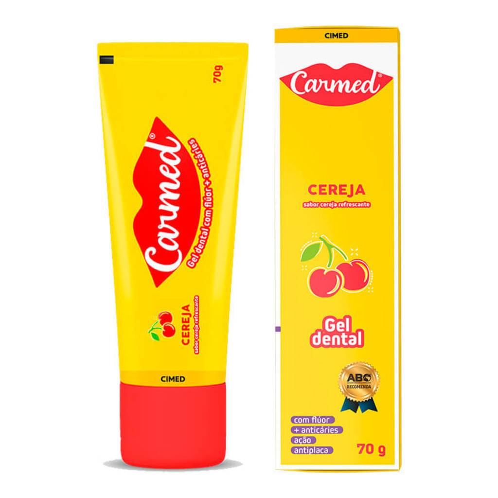 Pasta de Dente Gel Dental Carmed Cereja Com Flúor + Anticáries 70g ...