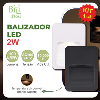 Balizador Led Externo IP54 Super Led 2w Branco Quente Padrão 4x2 Escada 110V/220V Parede Sobrepor