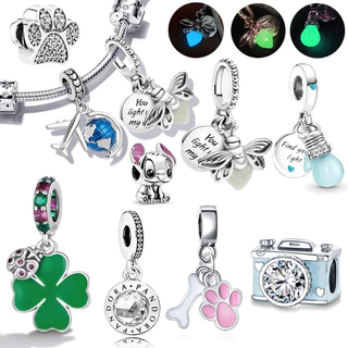 Berloques Prata 925 Pingente Charme Firefly Brilhante Na Lâmpada Fluorescência Pulseira Pingente