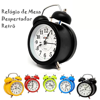 Relógio Despertador Metal de Mesa Antigo Estilo Retro Super Alto Pilha